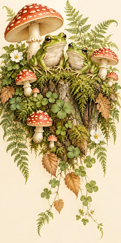 Frogs & Toadstools fridge wrap full design