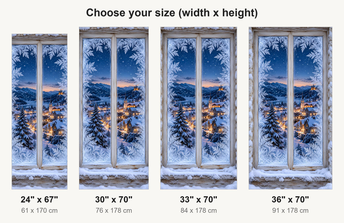 Frosted Winter Window fridge wrap available sizes 24, 30, 33 and 36 inch