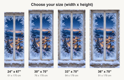 Frosted Winter Window fridge wrap available sizes 24, 30, 33 and 36 inch