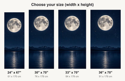 Full Moon over Lake fridge wrap available sizes 24, 30, 33 and 36 inch