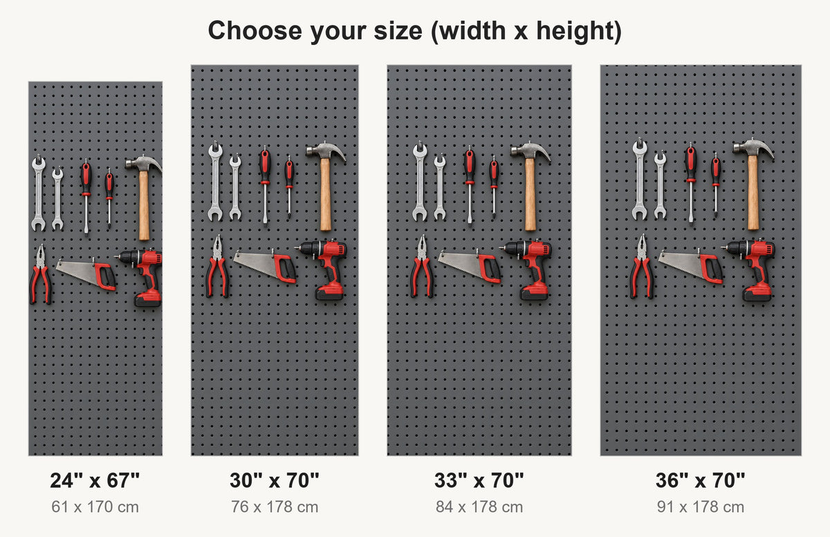 Garage Tool Pegboard fridge wrap available sizes 24, 30, 33 and 36 inch