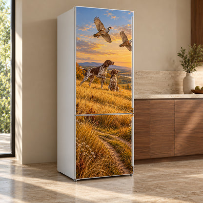 German Shorthaired Pointers fridge wrap, refrigerator shown at an angle