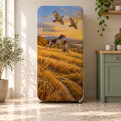 German Shorthaired Pointers fridge wrap on a retro refrigerator