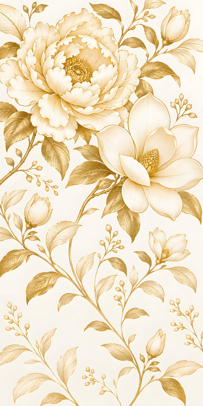 Gold & White Floral fridge wrap full design