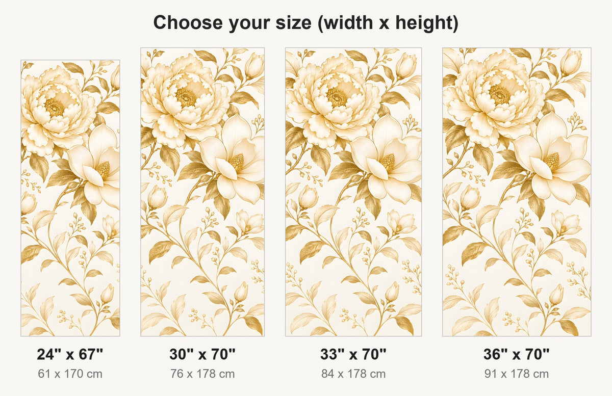 Gold & White Floral fridge wrap available sizes 24, 30, 33 and 36 inch