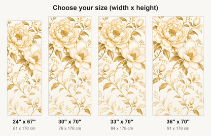 Gold & White Floral fridge wrap available sizes 24, 30, 33 and 36 inch