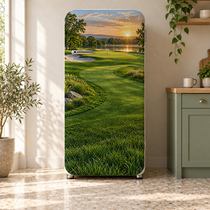 Golf Course Green fridge wrap on a retro refrigerator