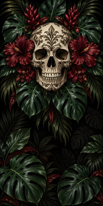 Gothic Tropical Skull fridge wrap full design