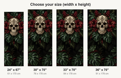 Gothic Tropical Skull fridge wrap available sizes 24, 30, 33 and 36 inch