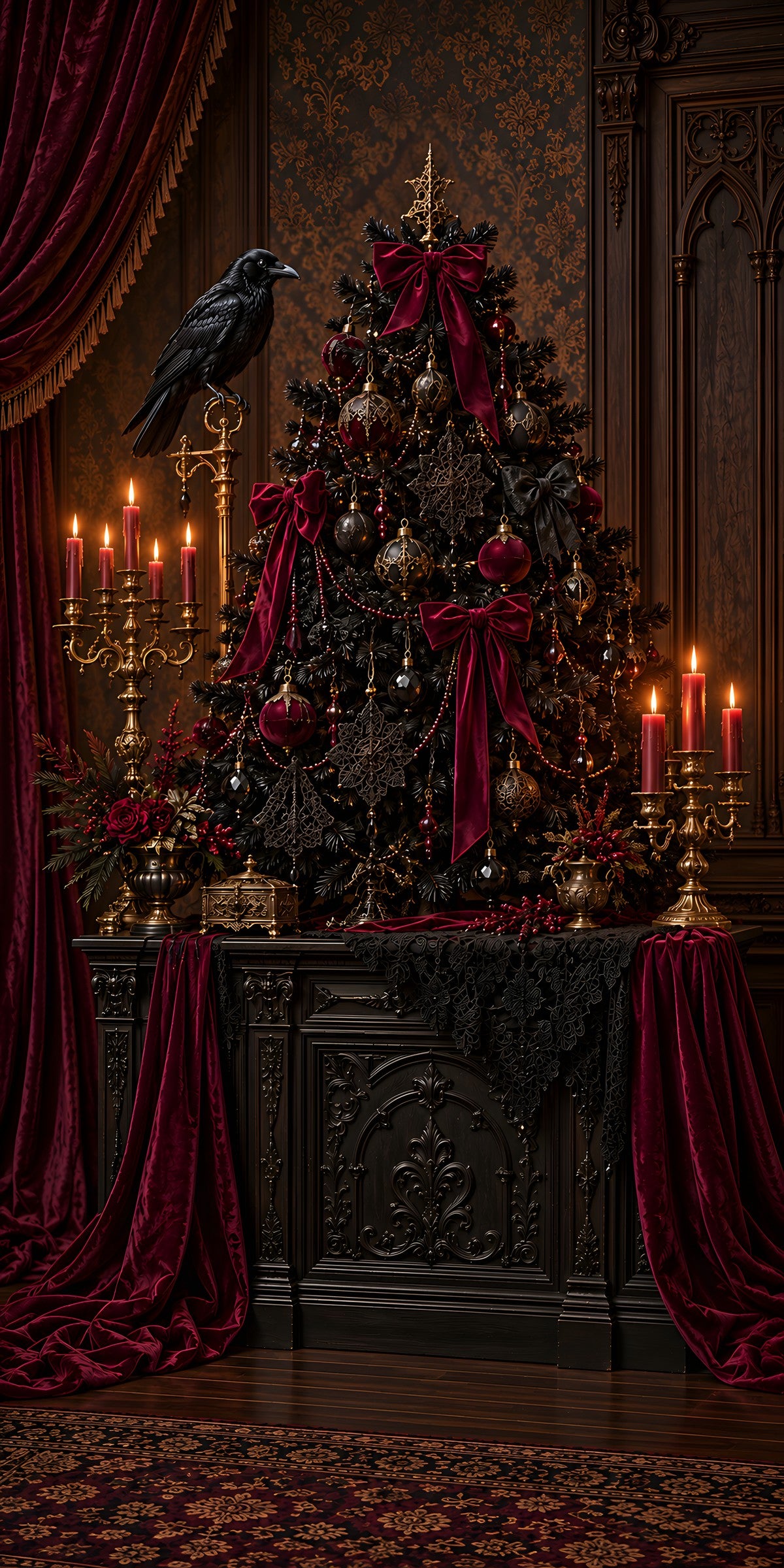 Gothmas Victorian Christmas fridge wrap full design