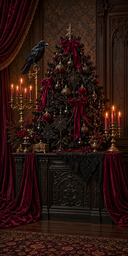 Gothmas Victorian Christmas fridge wrap full design