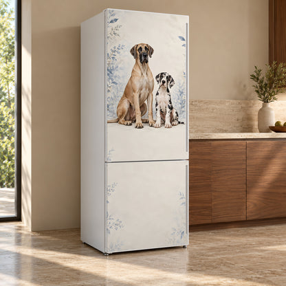 Great Danes fridge wrap, refrigerator shown at an angle