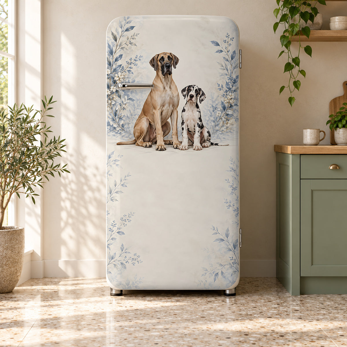 Great Danes fridge wrap on a retro refrigerator