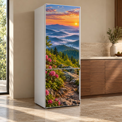 Great Smoky Mountains fridge wrap, refrigerator shown at an angle