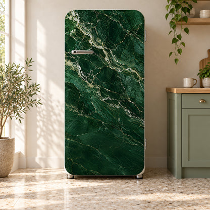 Green Marble fridge wrap on a retro refrigerator