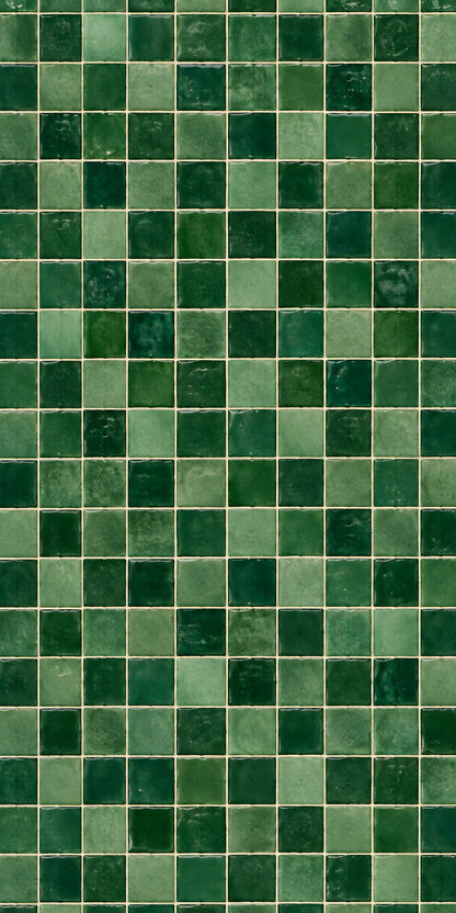 Green Zellige Tiles fridge wrap full design