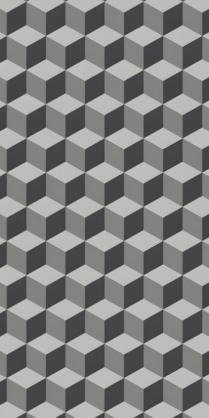 Grey 3D Cubes fridge wrap full design