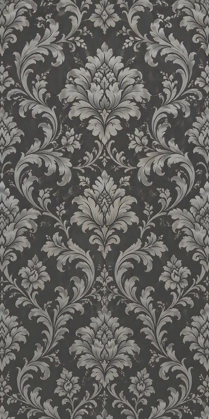 Grey Damask fridge wrap full design