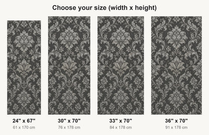 Grey Damask fridge wrap available sizes 24, 30, 33 and 36 inch