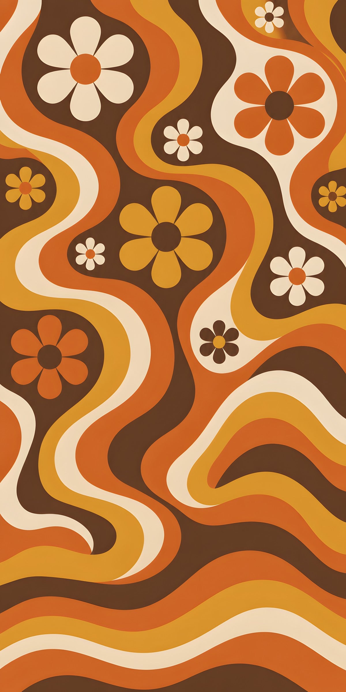 Groovy 70s Flowers fridge wrap full design
