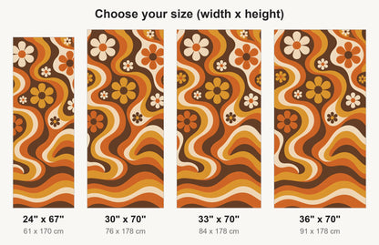 Groovy 70s Flowers fridge wrap available sizes 24, 30, 33 and 36 inch