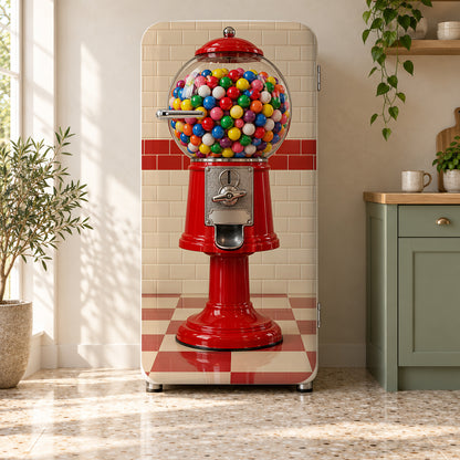 Gumball Machine fridge wrap on a retro refrigerator