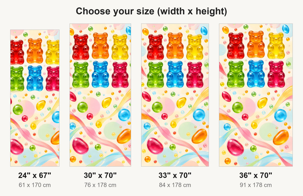 Gummy Bears fridge wrap available sizes 24, 30, 33 and 36 inch