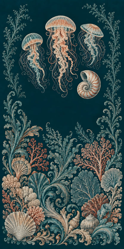 Haeckel-Inspired Sea Creatures fridge wrap full design