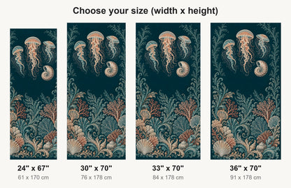 Haeckel-Inspired Sea Creatures fridge wrap available sizes 24, 30, 33 and 36 inch