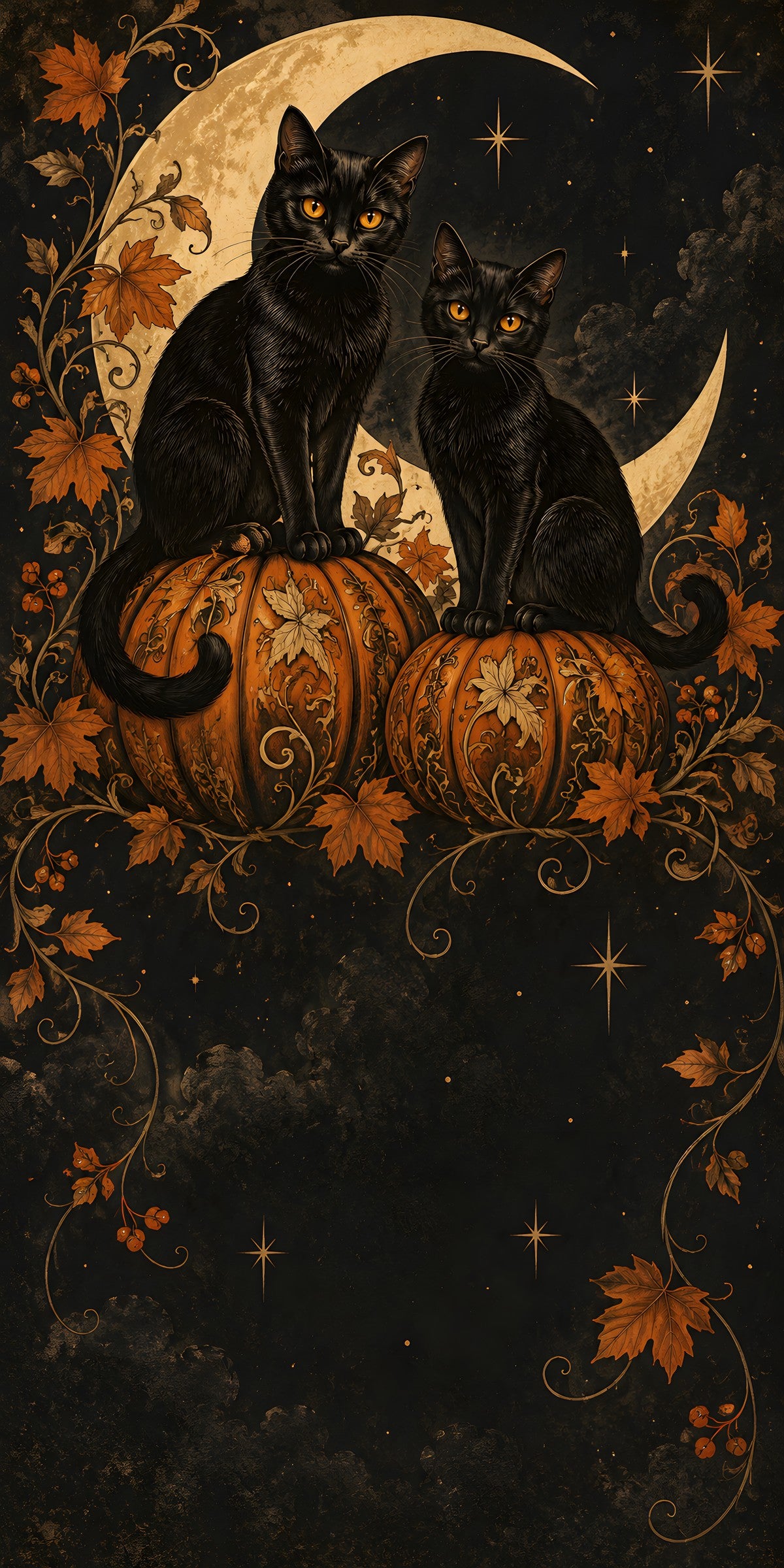 Halloween Black Cats fridge wrap full design