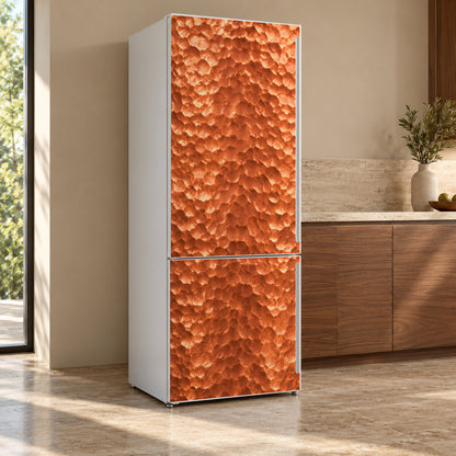 Hammered Copper fridge wrap, refrigerator shown at an angle
