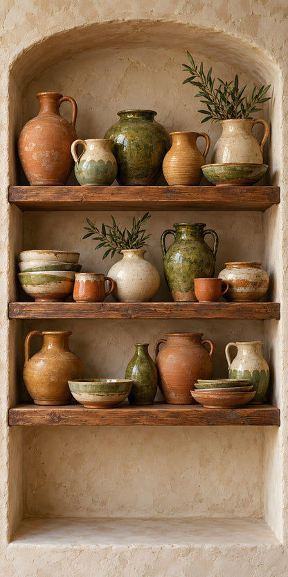 Handmade Pottery Shelves fridge wrap full design
