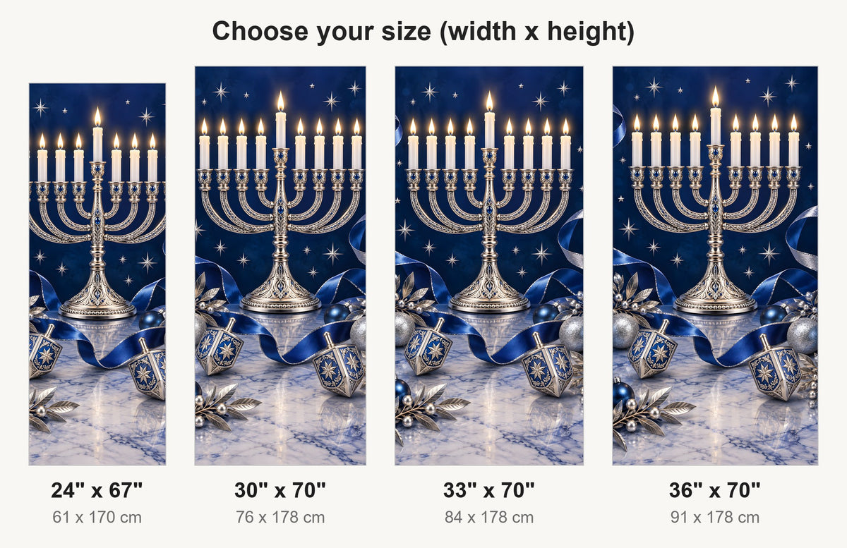 Hanukkah Blue & Silver fridge wrap available sizes 24, 30, 33 and 36 inch