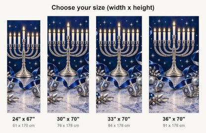 Hanukkah Blue & Silver fridge wrap available sizes 24, 30, 33 and 36 inch