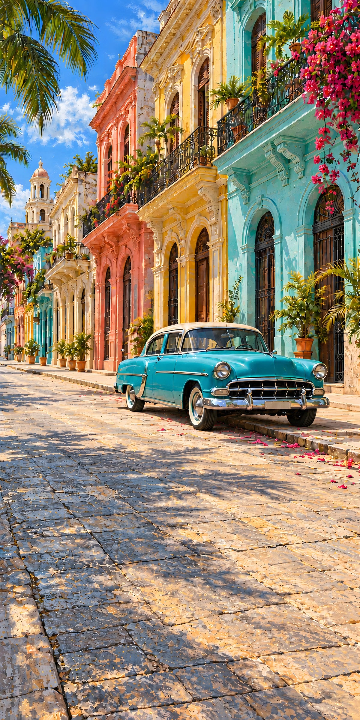 Havana Vintage Car Street fridge wrap full design