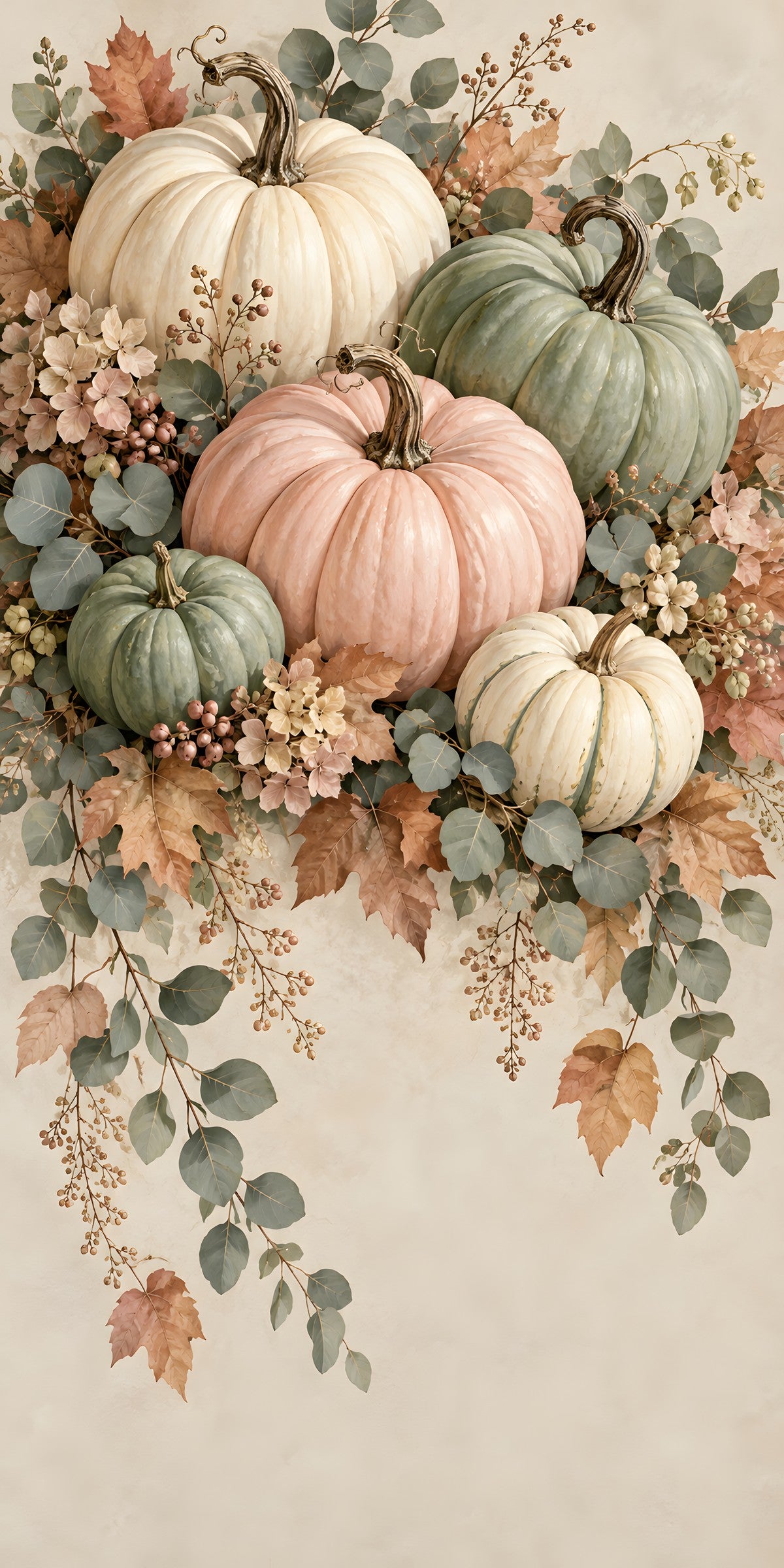 Heirloom Pastel Pumpkins fridge wrap full design