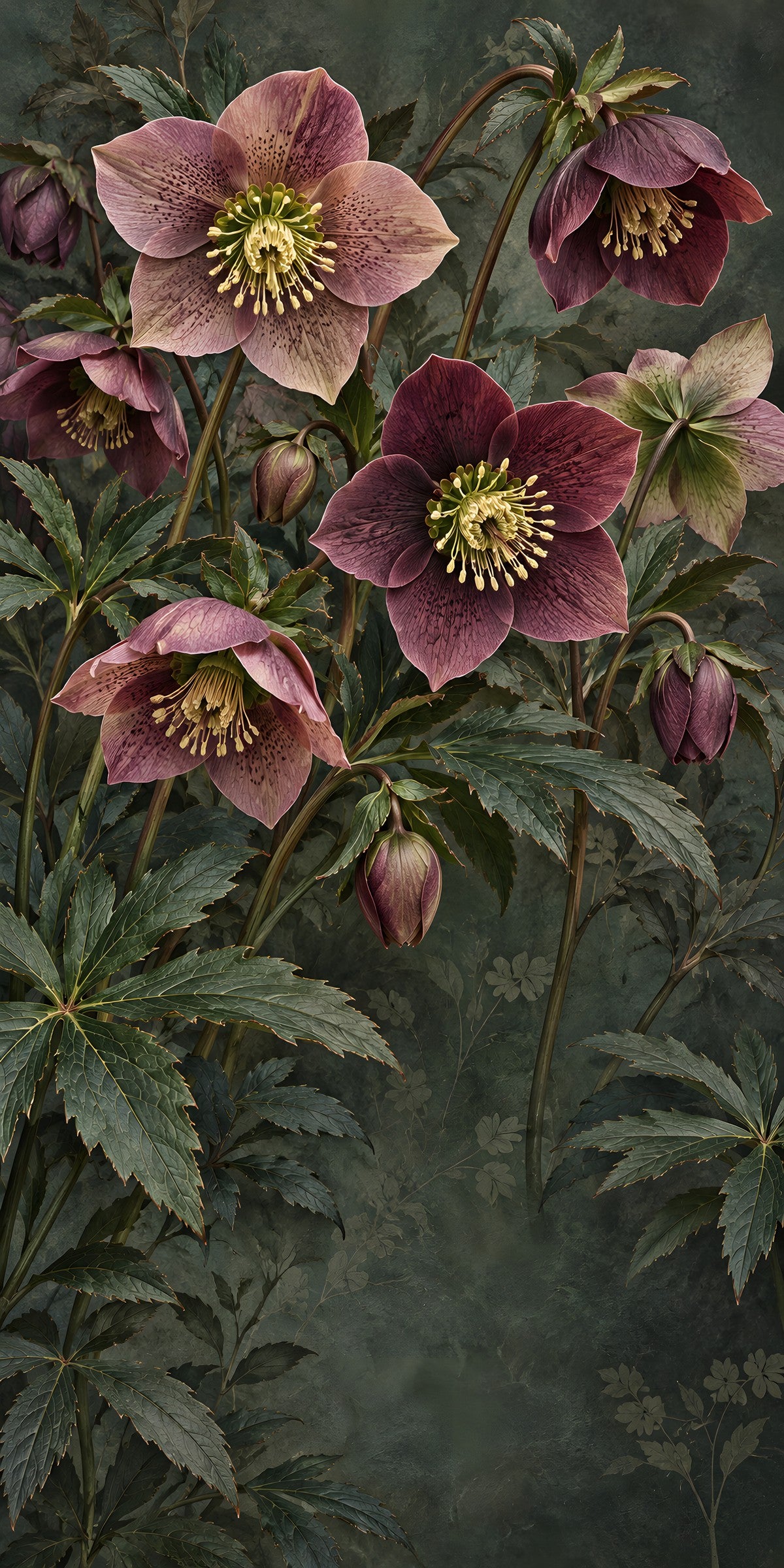 Hellebores fridge wrap full design