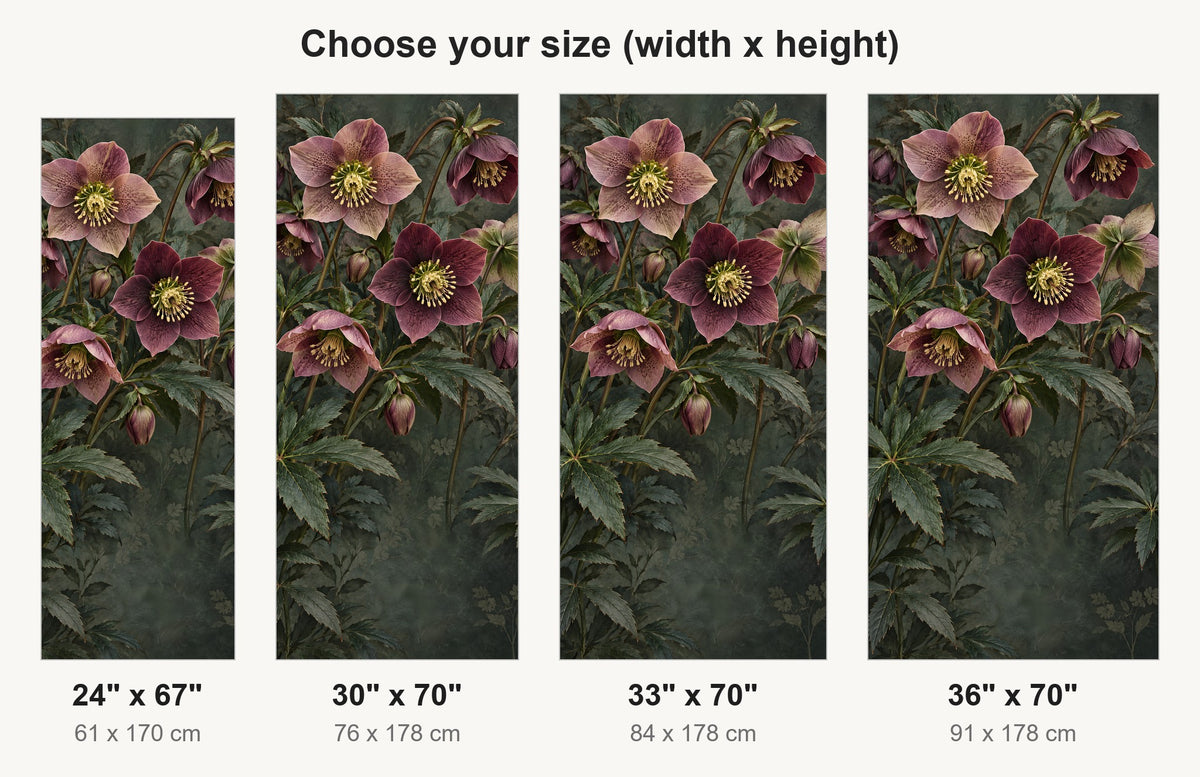 Hellebores fridge wrap available sizes 24, 30, 33 and 36 inch