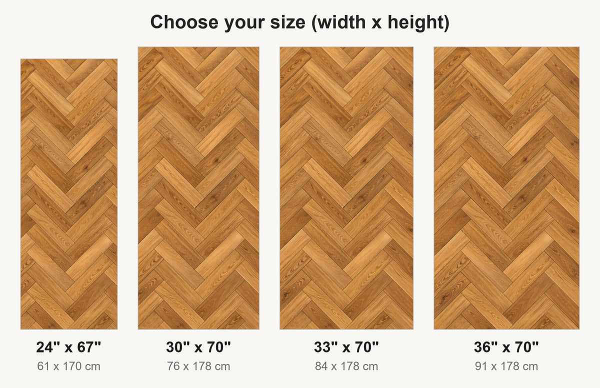 Herringbone Parquet fridge wrap available sizes 24, 30, 33 and 36 inch