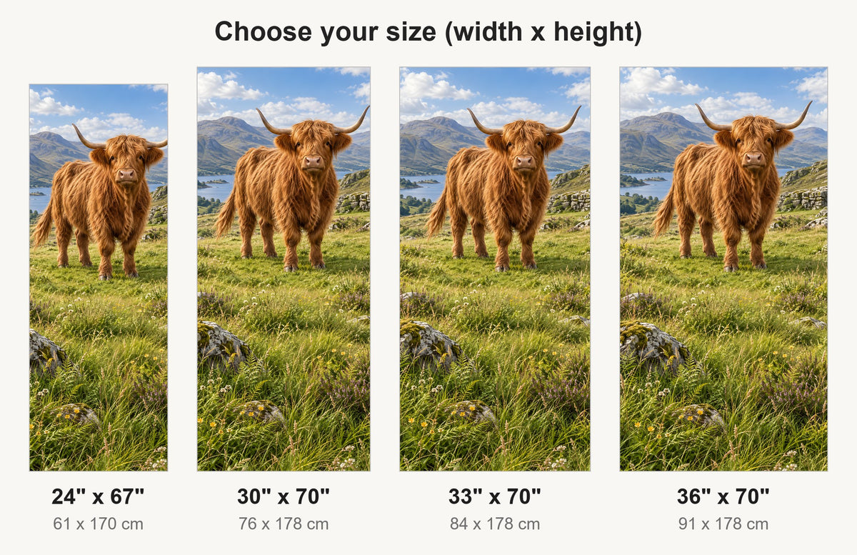 Highland Cow fridge wrap available sizes 24, 30, 33 and 36 inch
