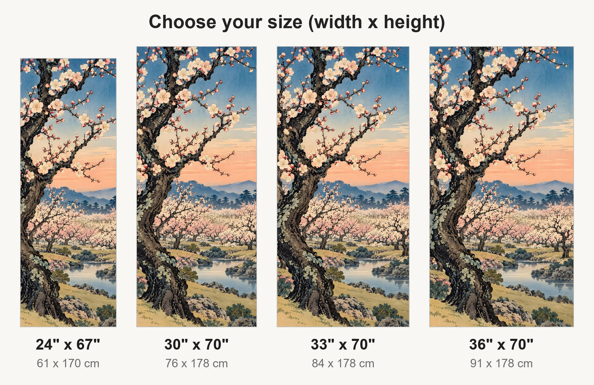 Hiroshige-Inspired Plum Garden fridge wrap available sizes 24, 30, 33 and 36 inch