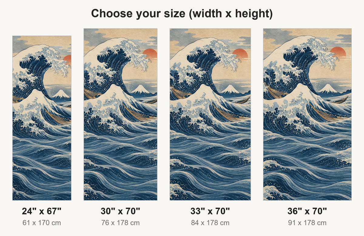 Hokusai Inspired Great Wave fridge wrap available sizes 24, 30, 33 and 36 inch