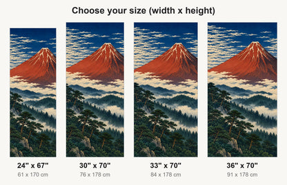 Hokusai-Inspired Red Fuji fridge wrap available sizes 24, 30, 33 and 36 inch