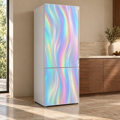 Holographic Look fridge wrap, refrigerator shown at an angle