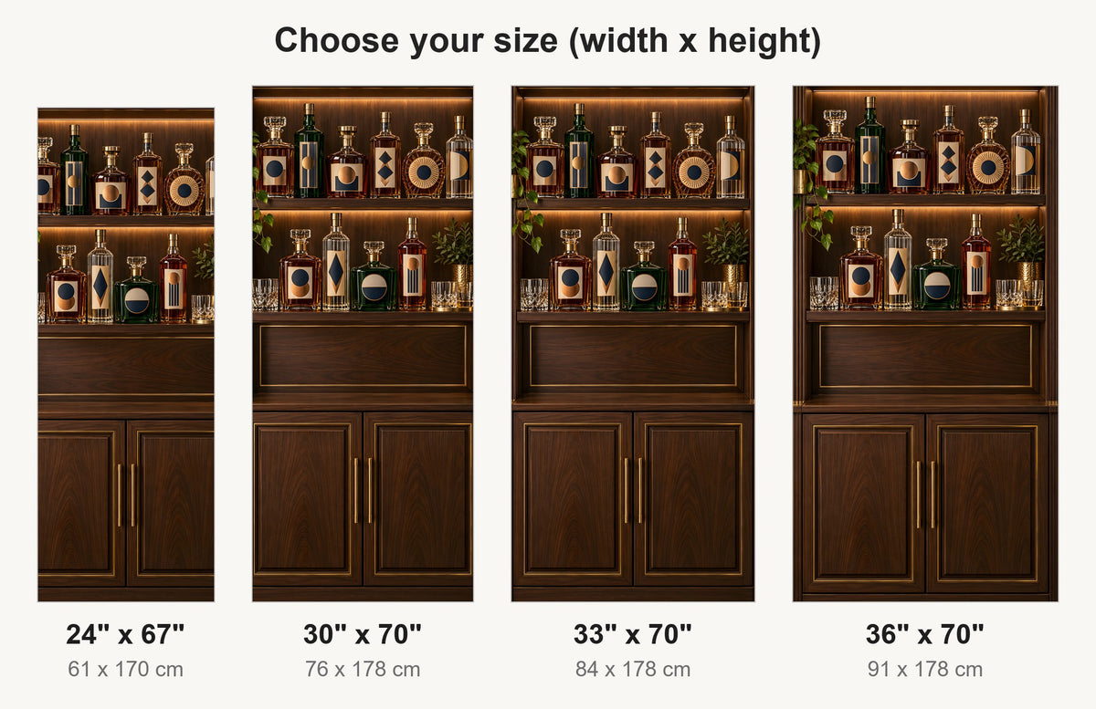 Home Bar Shelf fridge wrap available sizes 24, 30, 33 and 36 inch