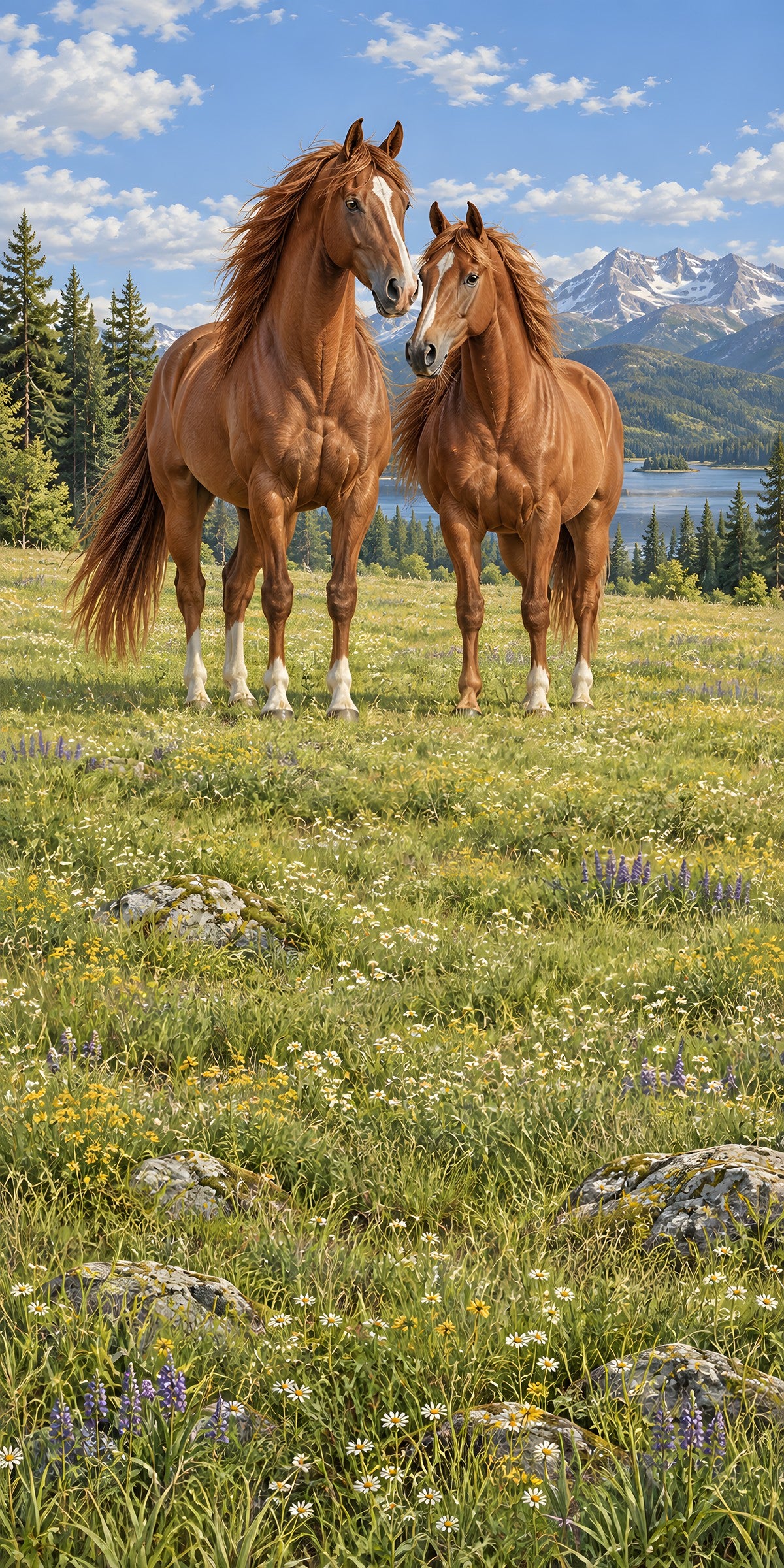Horses in the Meadow fridge wrap full design