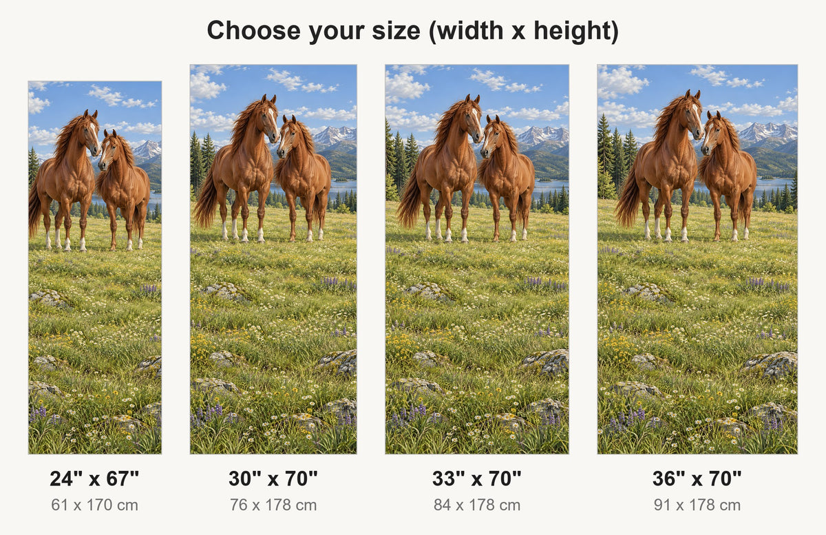Horses in the Meadow fridge wrap available sizes 24, 30, 33 and 36 inch
