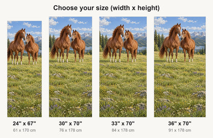Horses in the Meadow fridge wrap available sizes 24, 30, 33 and 36 inch
