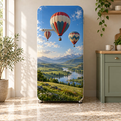Hot Air Balloons fridge wrap on a retro refrigerator