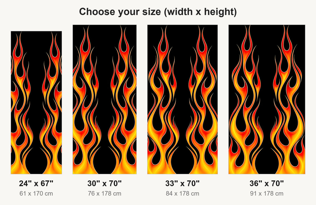 Hot Rod Flames fridge wrap available sizes 24, 30, 33 and 36 inch